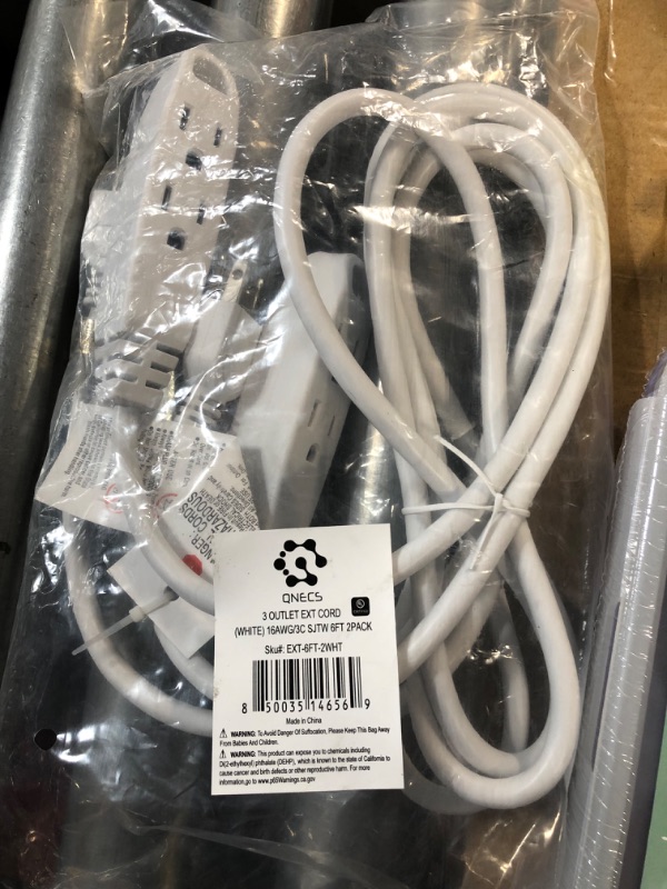 Photo 2 of 3 Outlet Extension Cord, 6 Ft 2 Pk White