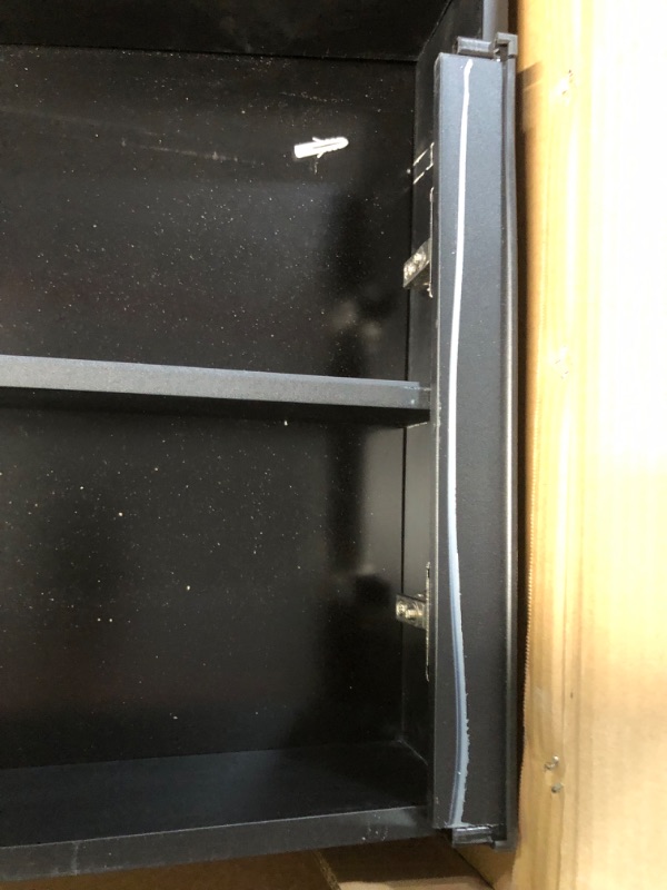 Photo 1 of ** SEE NOTES** YEPOTUE Black Mirrored Medicine Cabinet 23.6" x19.6 Bathroom Wall Mounted Space Aluminum Storage, Water, and Rust Resistant, Surface Mount…