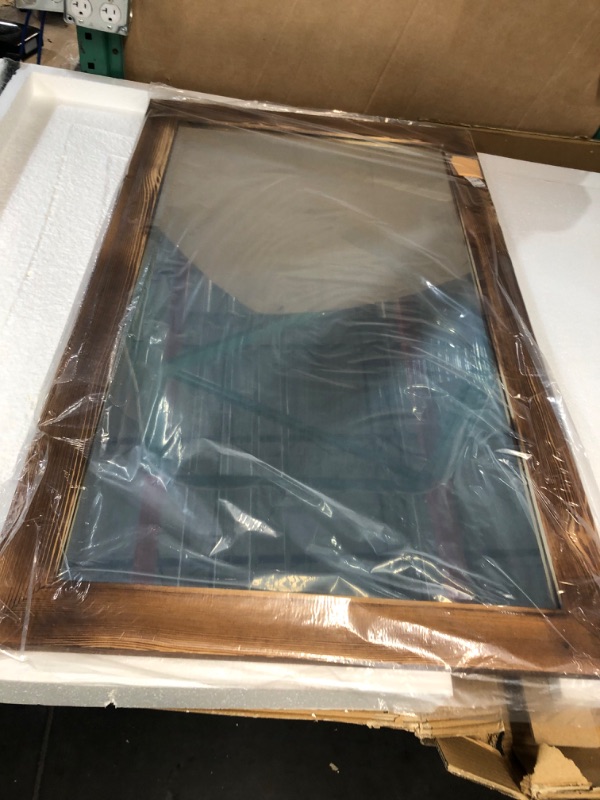 Photo 1 of COGOOD Farmhouse Barn Door Mirror - Rustic Wood Framed Wall Mirror for Bathroom