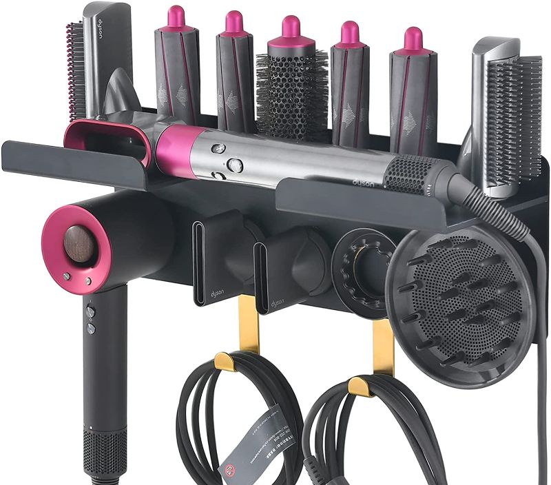 Photo 1 of (SEE NOTES) CATOOMUU Wall Mount  2 in 1 Blow Dryer Accessories Organizer Storage Rack, Aluminum Alloy