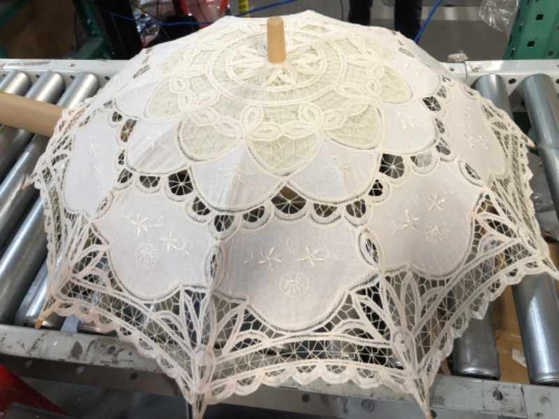 Photo 2 of AEAOA Handmade Ivory Lace Parasol Umbrella Wedding Bridal 30 Inch Adult Size