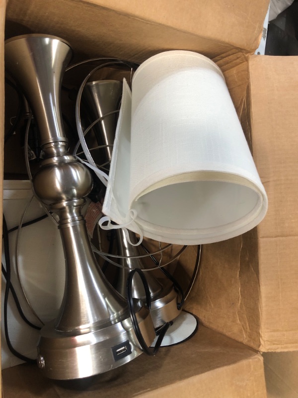 Photo 2 of (PARTS ONLY)  Brushed Nickel Table Lamps Set of 2 