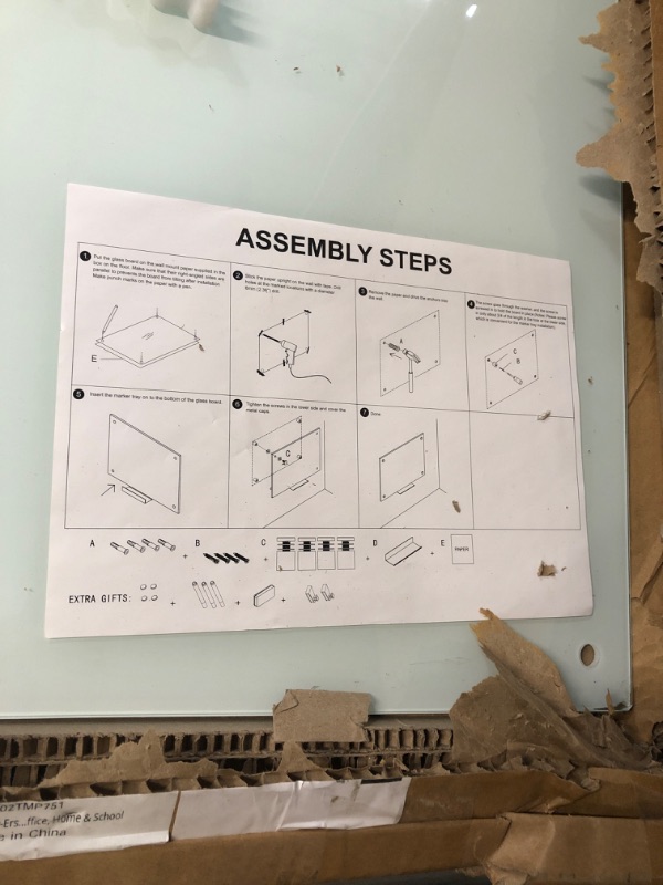 Photo 3 of *SEE NOTES Magnetic Glass Dry Erase Board - 48 x 32 Inches Wall Mounted Glass Whiteboard, Large Frameless Glass White Board for Office, Home & School, TSJ OFFICE White 48*32