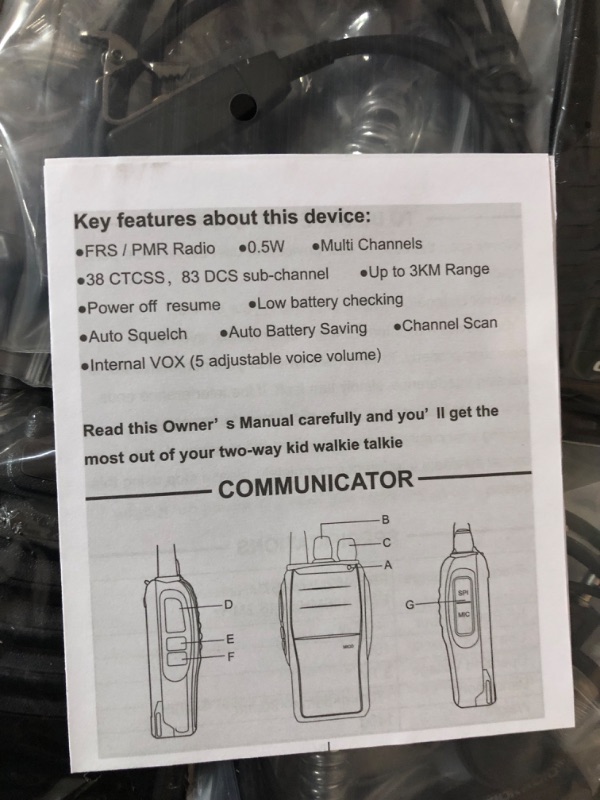 Photo 3 of **ONLY ONE WALKIE*** TIDRADIO TD-V2 Walkie Talkies for Adults with Earpiece Long Range Hand Free with Flashlight Two Way Radio Rechargeable 