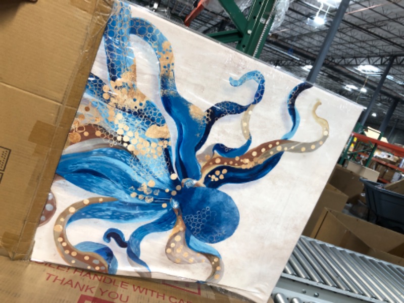 Photo 3 of (SEE NOTES) Octopus Decor Wall Art  Blue Octopus 24x36Inch