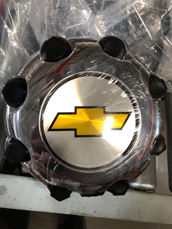 Photo 1 of 4 Pack Set of Chevy Chrome Hub Caps, 8 Lug Nuts of Unknown MM