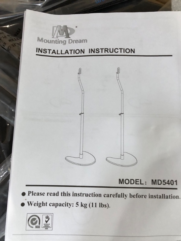 Photo 3 of Mounting Dream Speaker Stands Pair, Max 40" Height Adjustable,11 lbs Capacity