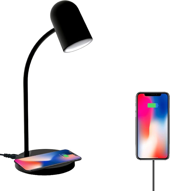 Photo 1 of **SEE NOTES**
Desk Lamp with Wireless Charger - Eye-Caring Reading lamp with Adjustable Lighting Modes, Touch Control,  Black
