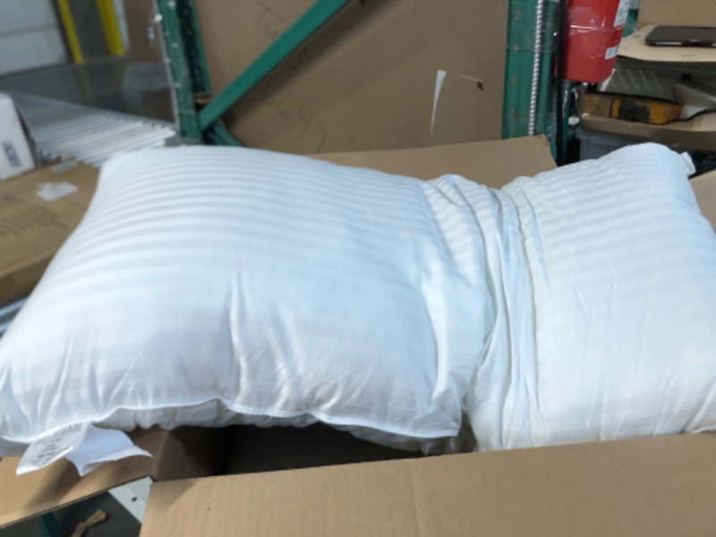 Photo 2 of **USED** Elegant Comfort 1200 Thread Count 100% Egyptian Cotton Stripe Hotel Pillows, Super Plush Bed Pillows for Side Back & Stomach Sleepers, Cooling Gel-Infused Filling, 2-PACK