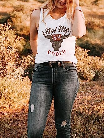 Photo 1 of [stock photo similar] Anbech Western Country Tank Tops Womens Rodeo Cowboy Sleeveless Shirts