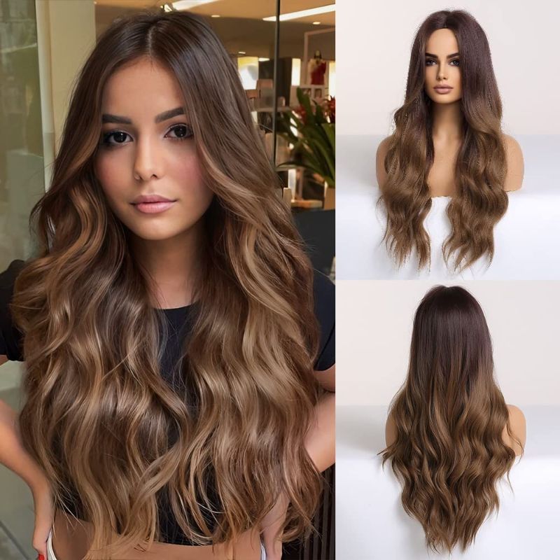 Photo 1 of [stock photo similar] Brown Hair and Dark Roots Ombre Wig