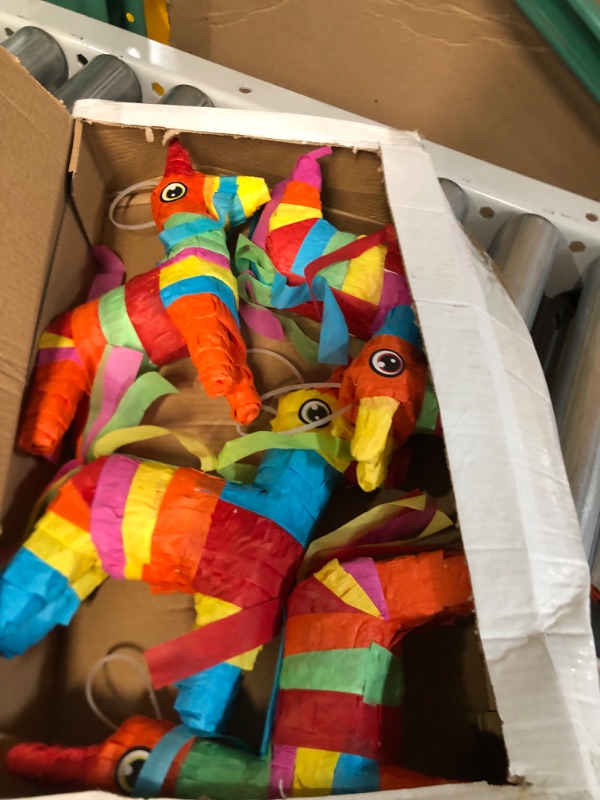 Photo 2 of Cinco De Mayo 8 pcs Mini Donkey Pinatas 5.7"x7.5" Rainbow Color for Fun Fiesta Taco Party 