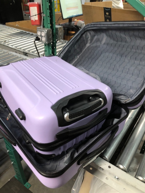 Photo 3 of **BROKEN HANDLE ON SMALL SUITCASE**
Travelers Club Midtown Hardside Luggage Travel Set, Lilac, 4-Piece Set 4-Piece Set Lilac