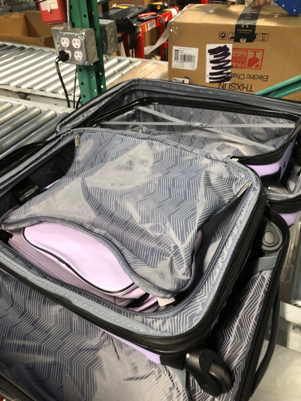 Photo 5 of **BROKEN HANDLE ON SMALL SUITCASE**
Travelers Club Midtown Hardside Luggage Travel Set, Lilac, 4-Piece Set 4-Piece Set Lilac