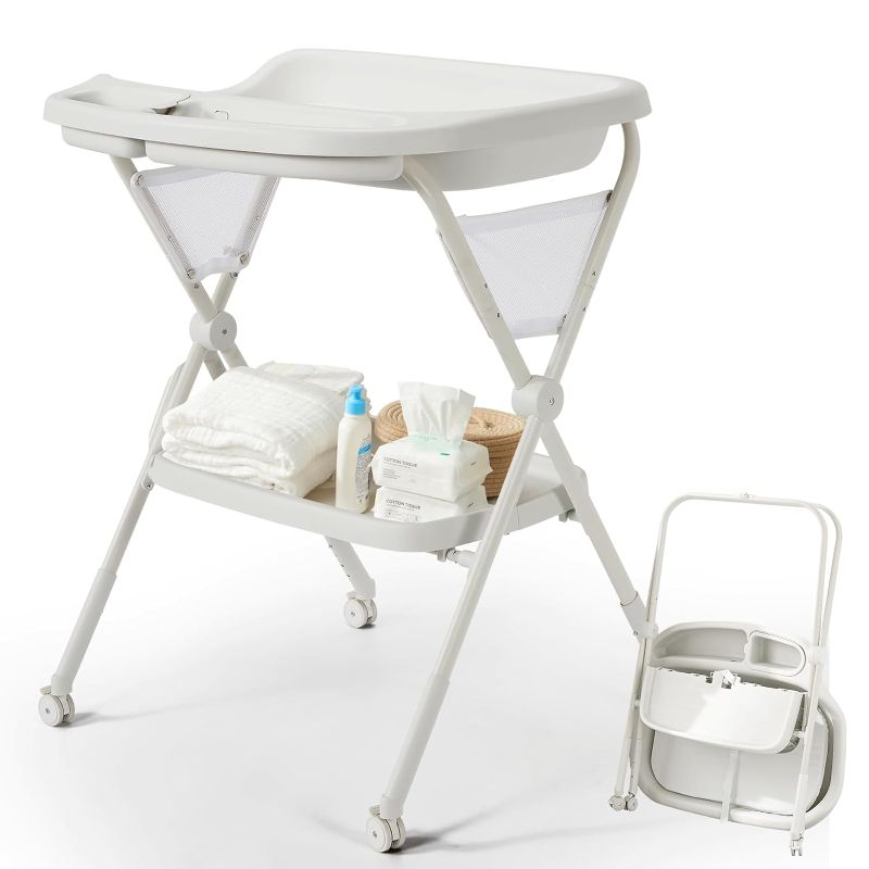 Photo 1 of Changing Table Foldable Baby Changing Tables, Adjustable Height Baby Changing Station 