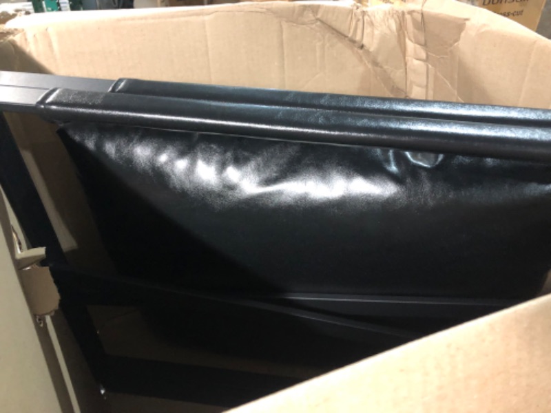 Photo 1 of ***MISSING PARTS - NONFUNCTIONAL - FOR PARTS - SEE NOTES***
Lamerge Leather Accent Chair, PU Leather, Black