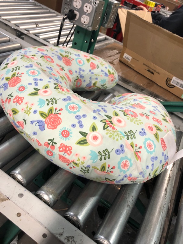 Photo 3 of Boppy Nursing Pillow Cover—Premium | Mint Floral | Soft, Quick-Dry Microfiber Fabric| Fits Boppy Bare Naked, Original and Luxe Breastfeeding Pillow