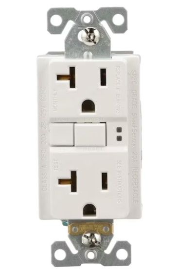 Photo 1 of Eaton 20-Amp 125-volt GFCI Residential Decorator Outlet, White