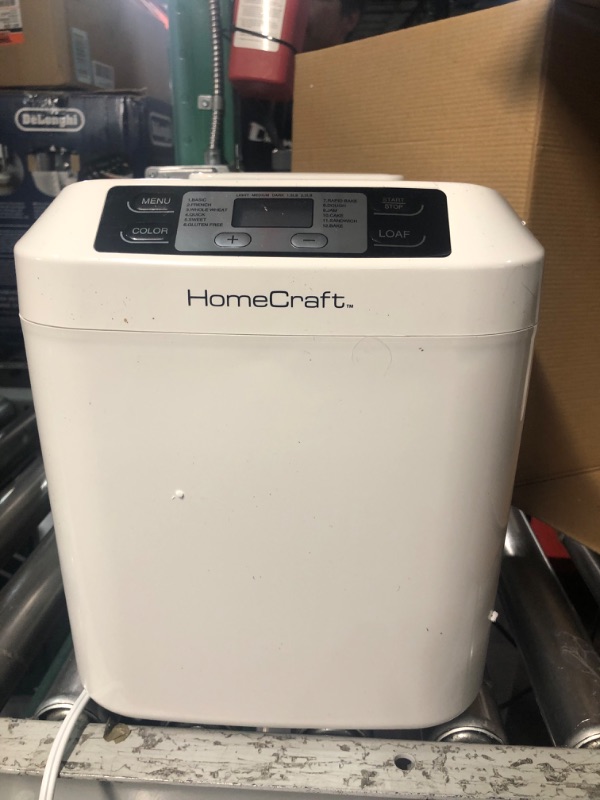 Photo 2 of (USED AND FOR PARTS ONLY)HomeCraft HCPBMAD2WH Bread Maker s 2 Lb. Loaf Size, 3 Crust Options, 12 Programmable Settings, White