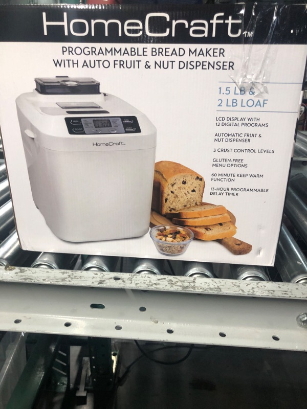Photo 5 of (USED AND FOR PARTS ONLY)HomeCraft HCPBMAD2WH Bread Maker s 2 Lb. Loaf Size, 3 Crust Options, 12 Programmable Settings, White