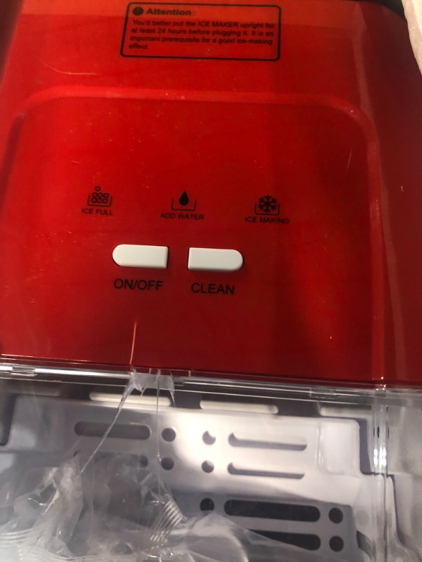 Photo 5 of **SEE NOTES
**KUMIO Countertop Ice Maker, Quiet Ice Machine with Ice Scoop & Basket, Red