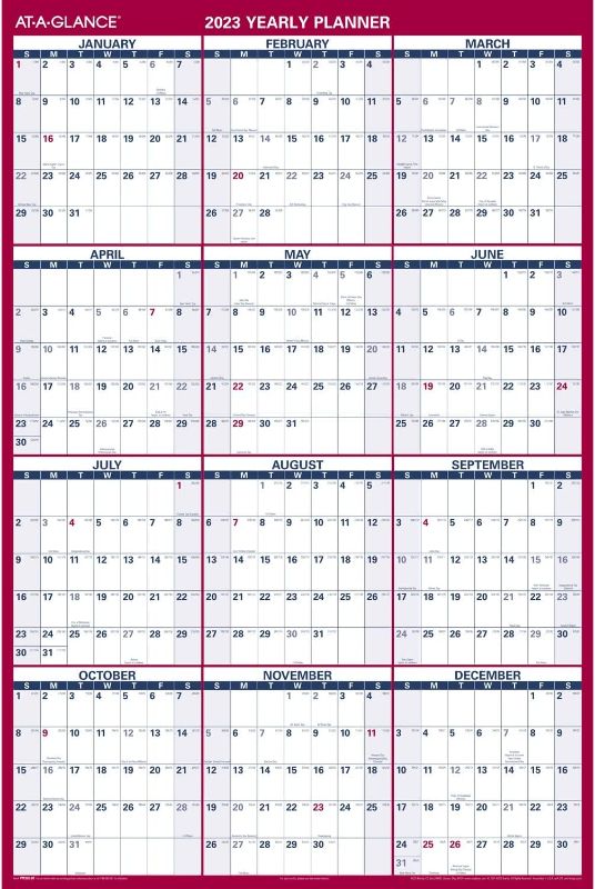 Photo 1 of AT-A-GLANCE 2023 Erasable Calendar, Dry Erase Wall Planner, 48" x 32", Jumbo, Vertical/Horizontal, Reversible (PM32628) Jumbo 2023 New Edition