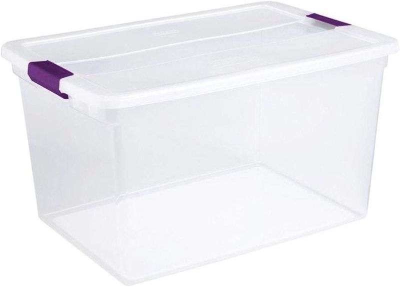 Photo 1 of **SEE NOTES** MAJOR DAMAGE -- Storage Box, with Latching Lid, PURPLE -- 6 PACK