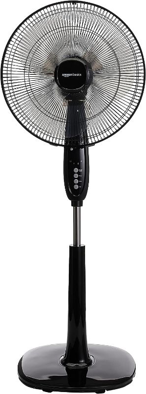 Photo 1 of **SEE NOTES** DAMAGED- Oscillating Dual Blade Standing Pedestal Fan W/ REMOTE // BLACK