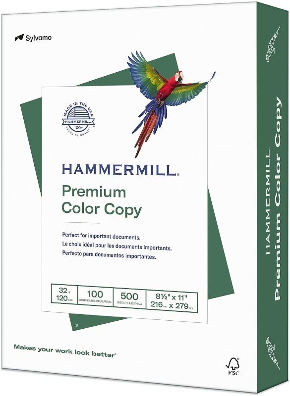 Photo 1 of Hammermill Printer Paper, Premium Color 32 lb Copy Paper, 8.5 x 11-1 Ream (500 Sheets)