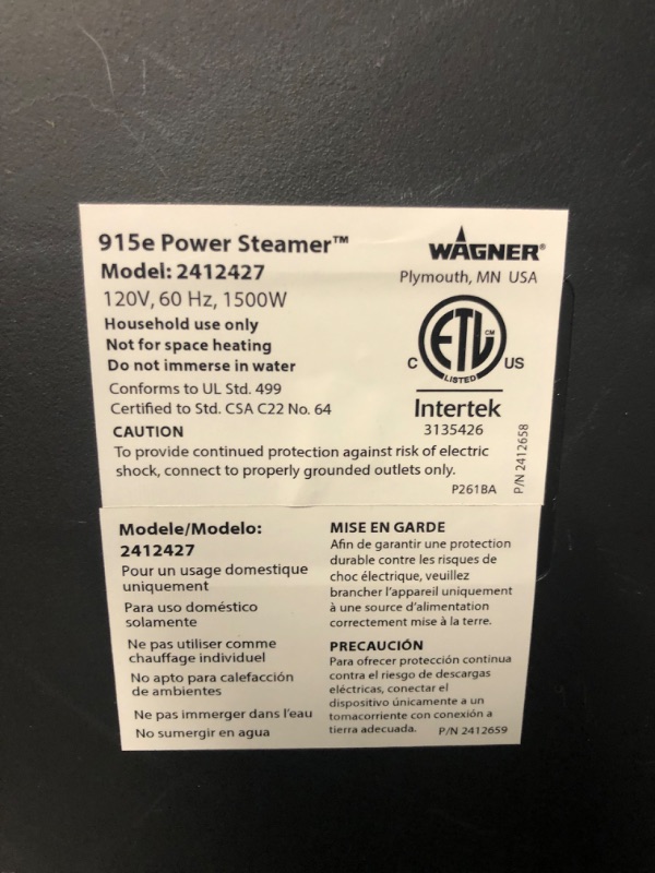 Photo 2 of **SEE NOTES** Wagner Spraytech 0282014 915e On-Demand Steam Cleaner & Wallpaper Removal