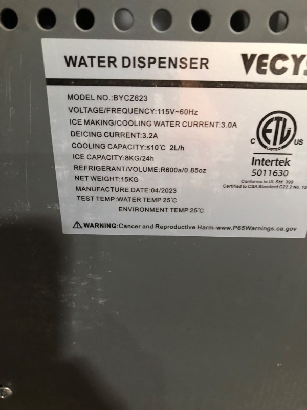 Photo 3 of *** SEE NOTES ***
VECYS Water Dispenser with Ice Maker, 26LBS Daily Ice Making