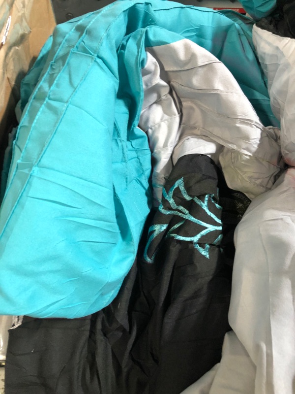 Photo 2 of * used * comforter only * no set * 
Chezmoi Collection Napa Embroidery Bedding Comforter (Full, Teal Blue/Gray/Black) 