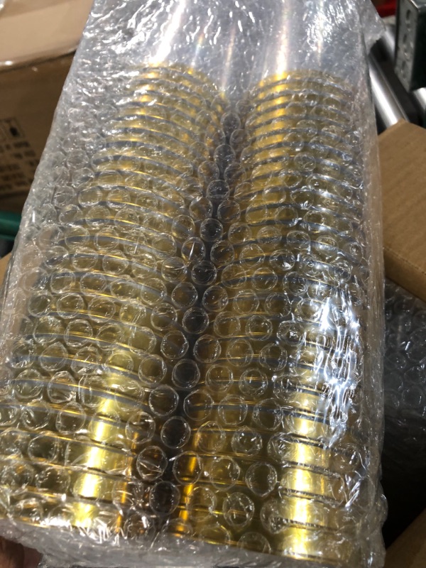 Photo 1 of FOCUSLINE 200 Pack 12 oz Gold Rimmed Plastic Cups, Clear Plastic Cups Tumblers, Heavy-duty & Fancy Disposable Hard Plastic Cups with Gold Rim 