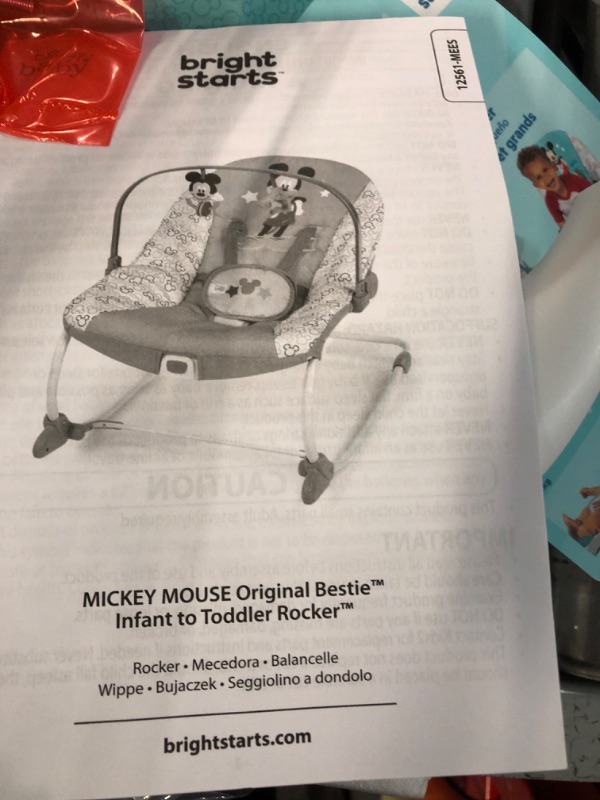 Photo 3 of Bright Starts Disney Baby Mickey Mouse Infant to Toddler Rocker with Vibrations and Removable Toy Bar 