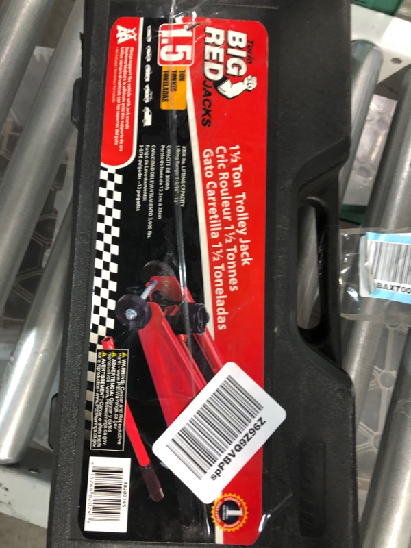 Photo 1 of BIG RED T820014S Torin Hydraulic Trolley Service/Floor Jack with Blow Mold Carrying Storage Case, 1.5 Ton (3,000 lb) 