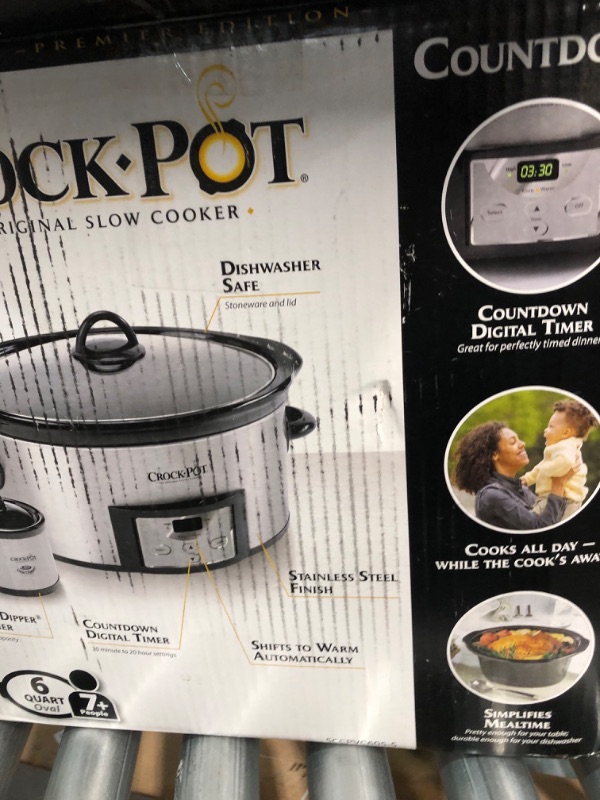 Photo 2 of ***PARTS ONLY***
Crock-Pot 6-Quart Countdown Programmable Oval Slow Cooker with Dipper, Stainless Steel, SCCPVC605-S 6 Quart