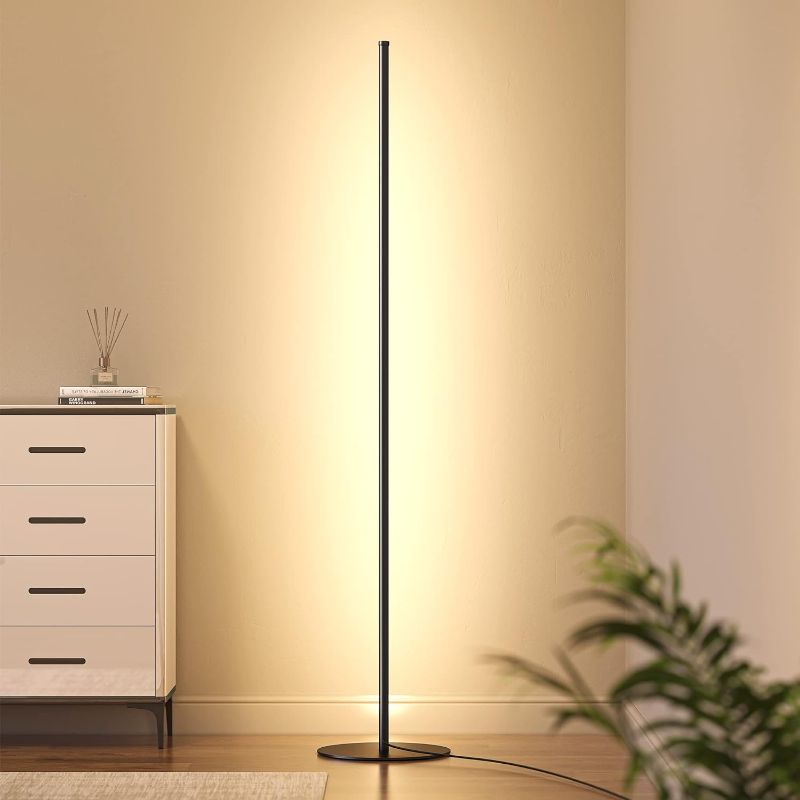 Photo 1 of **SEE NOTES** EDISHINE RGBW Corner Floor Lamp with Remote Minimalist-Black, 31IN H