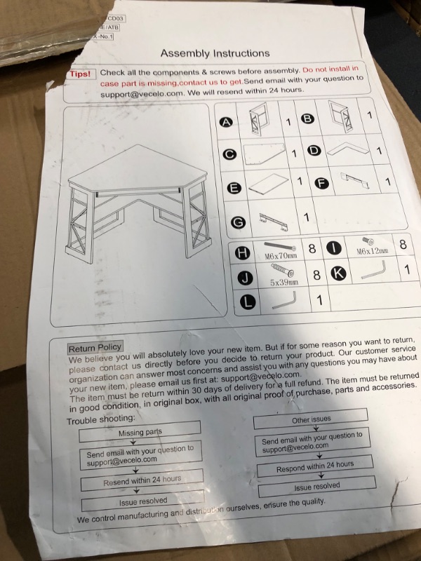 Photo 7 of **SEE NOTES** DAMAGED: VECELO Corner Computer Desk 41 x 30 inches with Smooth Keyboard & Storage Shelves
