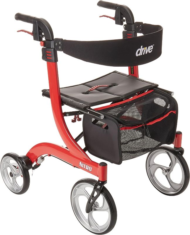 Photo 1 of **SEE NOTES** Drive Medical Nitro Euro-Style 4-Wheel Rollator Walker With Seat, Red