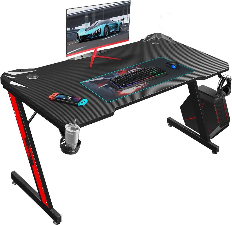 Photo 1 of **SEE NOTES** Gaming Desk, Computer Desk with Carbon Fiber Surface, Gaming Table Z