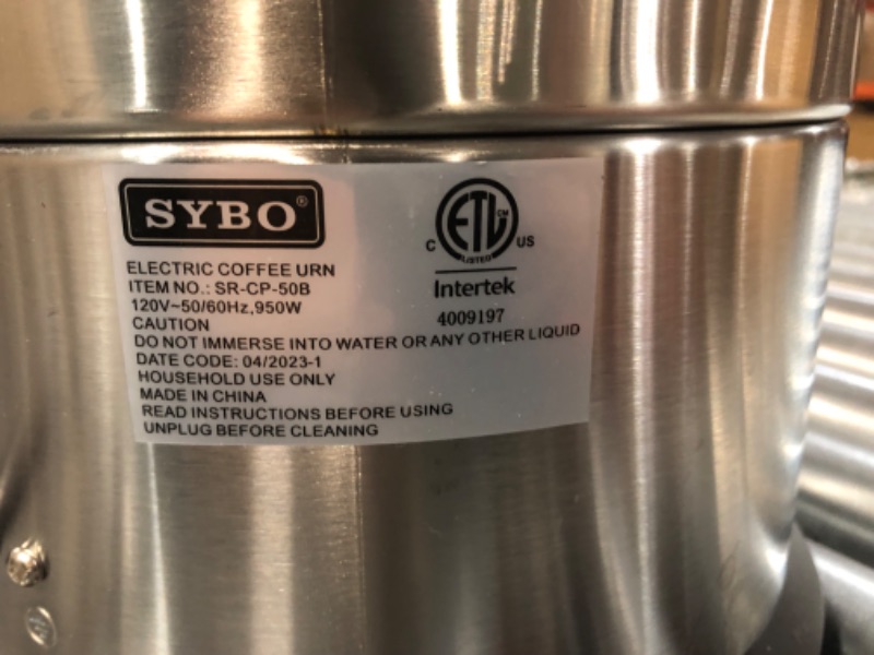 Photo 2 of PREVIOUSLY OWNED/USED-  SYBO Commercial Grade Stainless Steel Percolate Coffee Maker Hot Water Urn