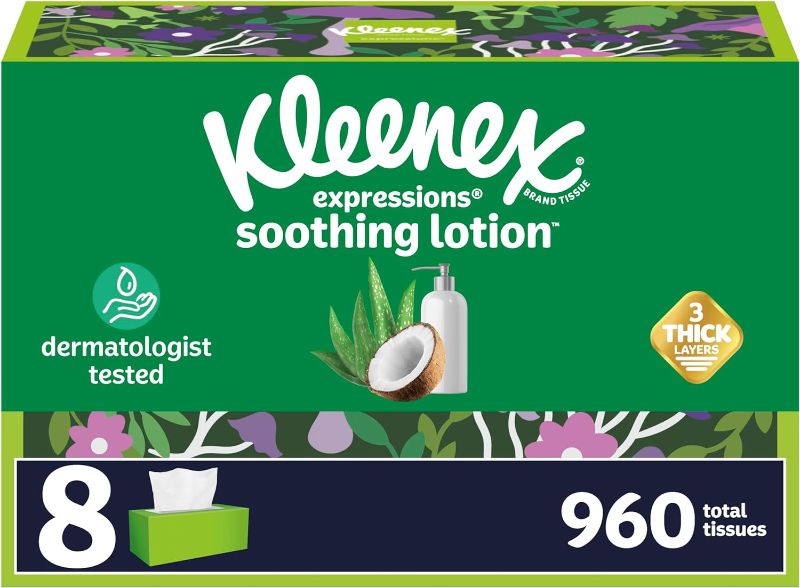 Photo 1 of **SEE NOTES** Kleenex Expressions Soothing Lotion Facial Tissues with Coconut Oil, 8 Flat Boxes