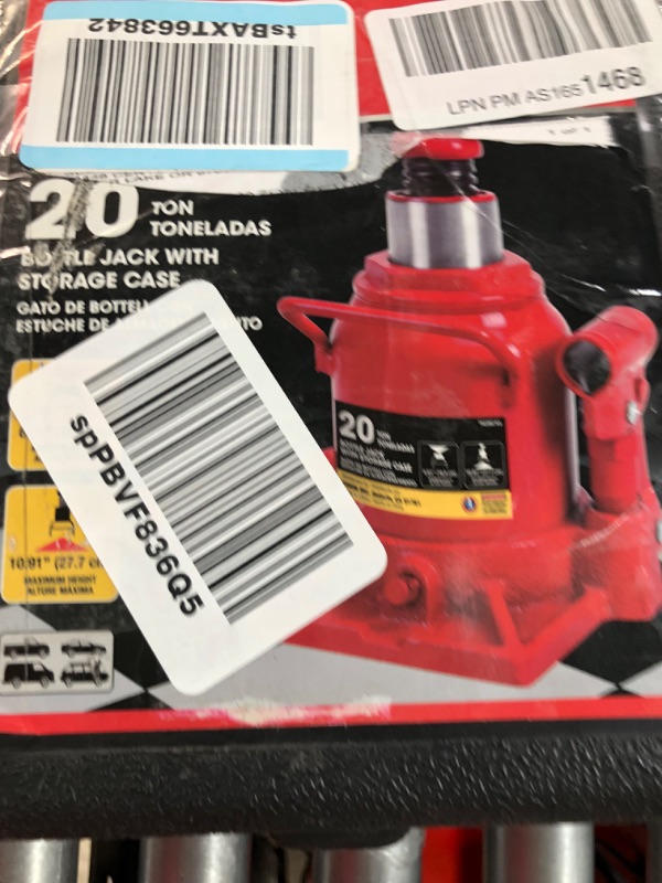 Photo 2 of BIG RED T92007S Torin Hydraulic Bottle Jack with Carrying Case, 20 Ton (40,000 lb) Capacity 20 Ton / storage case