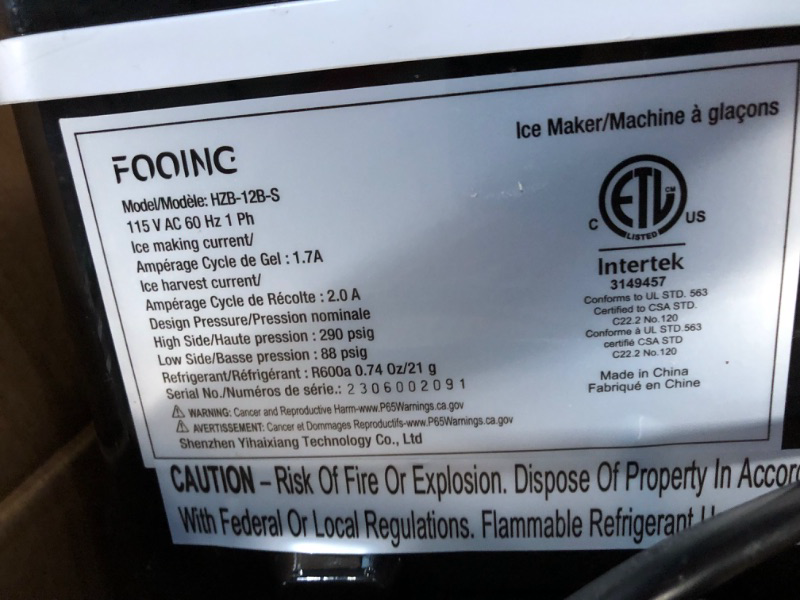 Photo 2 of ***POWERS ON - UNABLE TO TEST FURTHER - NO SCOOP***
Ice Makers Countertop, Self-Cleaning Function, 9 Pebble Ice Ready in 6 Mins, Black