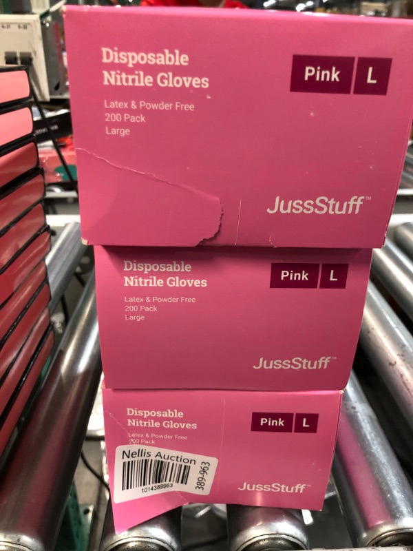 Photo 3 of ***NON REFUNDABLE***
JUSSSTUFF Nitrile Exam Latex Free & Powder Free Gloves Large (Pack of 200) 200 BUNDLE PACK OF 3