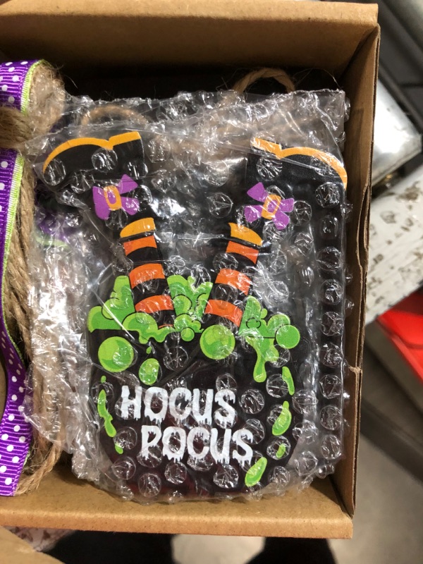 Photo 3 of ***NON REFUNDABLE***
Hrency Halloween Hocus Pocus Tray Decor Hocus Pocus Wood Decorative Faux Books Stack Witch Legs Cauldron Sign Bead Garland BUNDLE OF 4