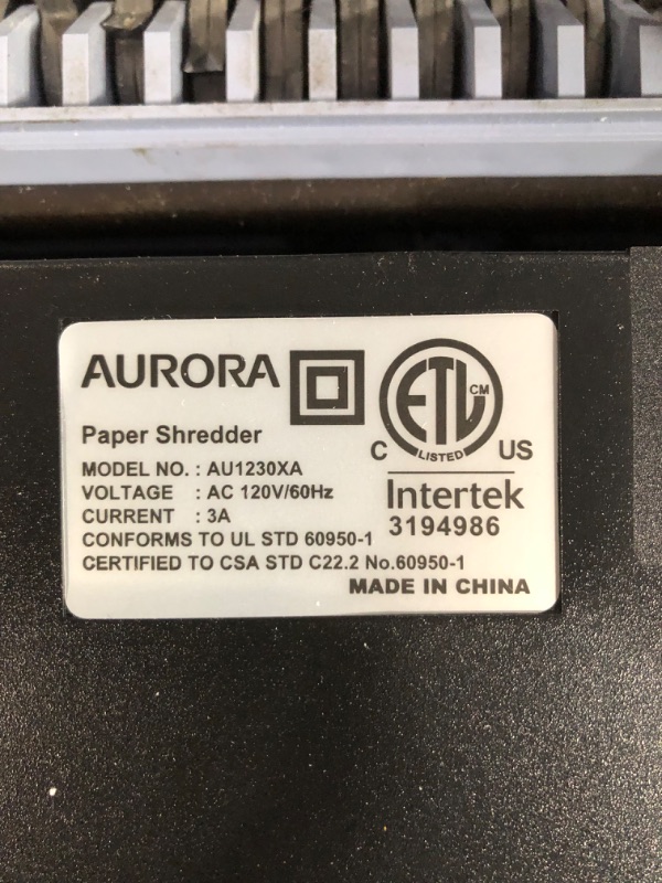 Photo 5 of Aurora Anti-Jam 12-Sheet Crosscut Paper and Credit Card Shredder with 5.2-Gallon Wastebasket
