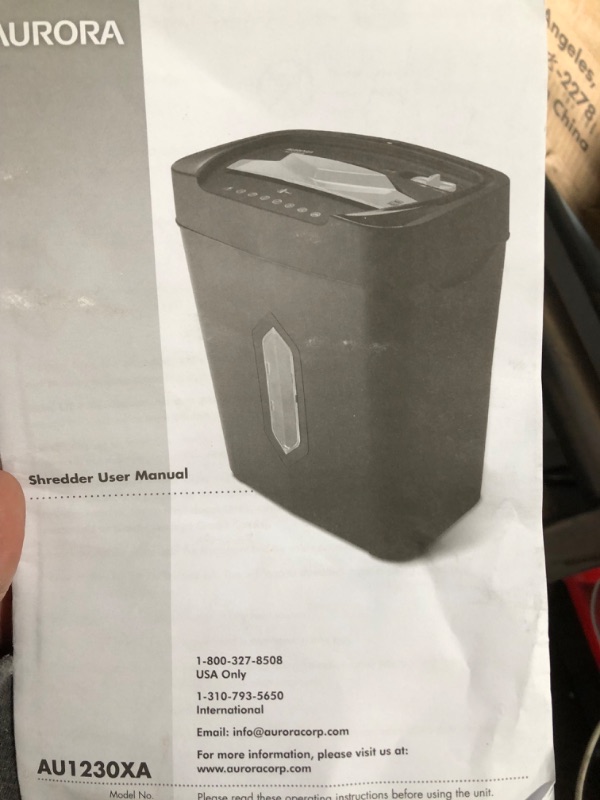 Photo 2 of Aurora Anti-Jam 12-Sheet Crosscut Paper and Credit Card Shredder with 5.2-Gallon Wastebasket
