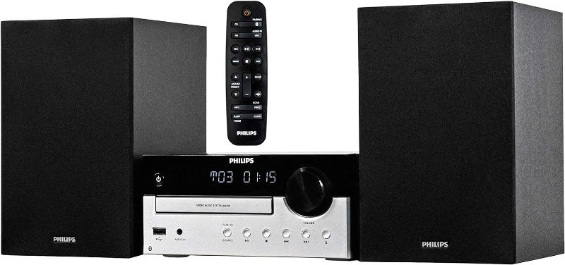 Photo 1 of PHILIPS Bluetooth Stereo System for Home with CD Player, MP3, USB, Audio in, FM Radio, Bass Reflex Speaker, 60W, Remote Control Included
