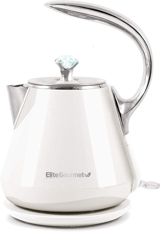 Photo 1 of *MINOR DAMAGE-MISSING PIECE*
Elite Gourmet EKT-1203W Double Wall Insulated Cool Touch Electric Water Tea Kettle 1.2L, White Ivory